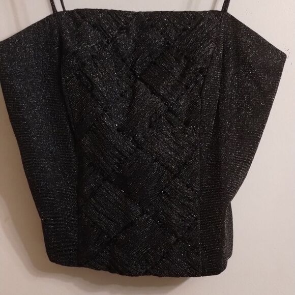 Black w/silver sparkly halter incredible beadwork ! - Picture 3 of 9